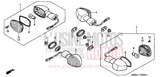 BLINKER (1,3-AUSSER CM/2) VTR1000F1 de 2001